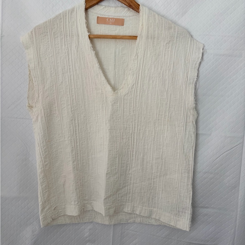 CALI Lightweight Cream V-Neck Tank